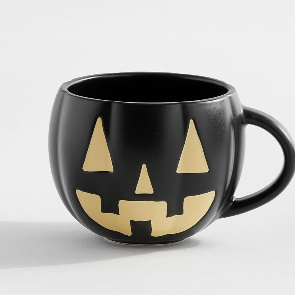 Pottery Barn Black Jack O'Lantern Pumpkin Stoneware Mugs - Set of 4 🎃 - Picture 13 of 16